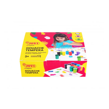 Jovi Boîte de 12 Gouaches à Pot 15ml - Couleurs Assorties + Pinceau