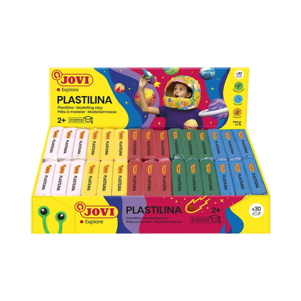 Jovi Boîte de 30 Pâtes à Modeler 50g - 5 Couleurs Assorties