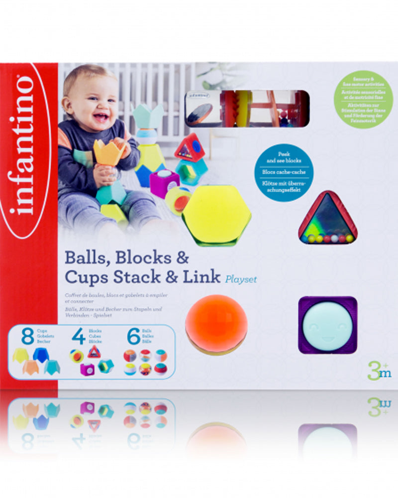 Infantino Ensemble de cubes, boules et gobelets