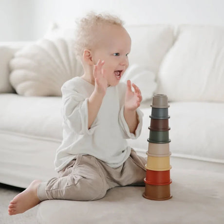 Mushie Jouet de Tasses Empilables 0M+ - Rétro