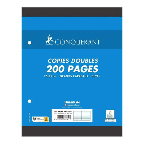 Conquerant double Feuilles perforées blanches 17 x 22 cm 200 pages