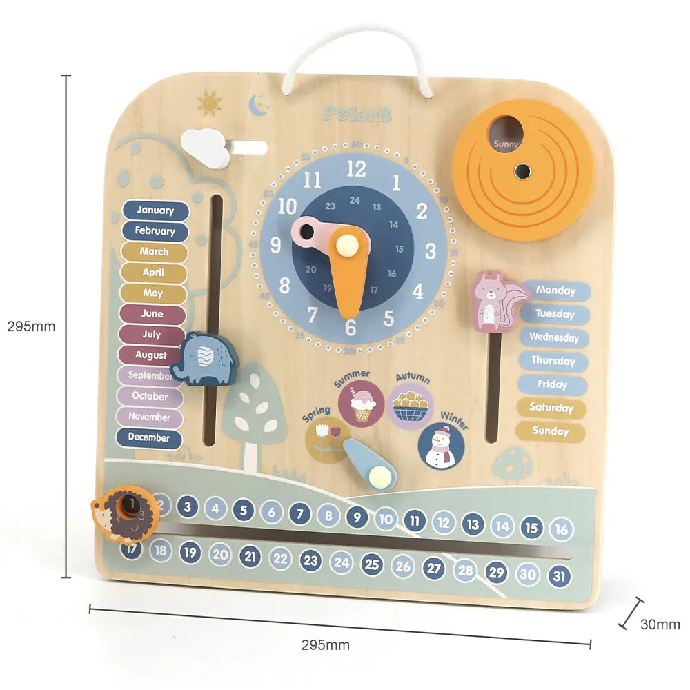 Viga Toys PolarB Mon Calendrier Horloge en Bois 3A+