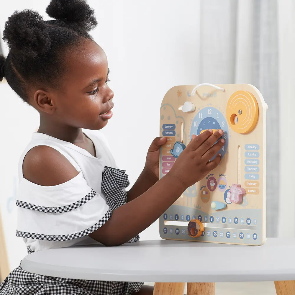 Viga Toys PolarB Mon Calendrier Horloge en Bois 3A+