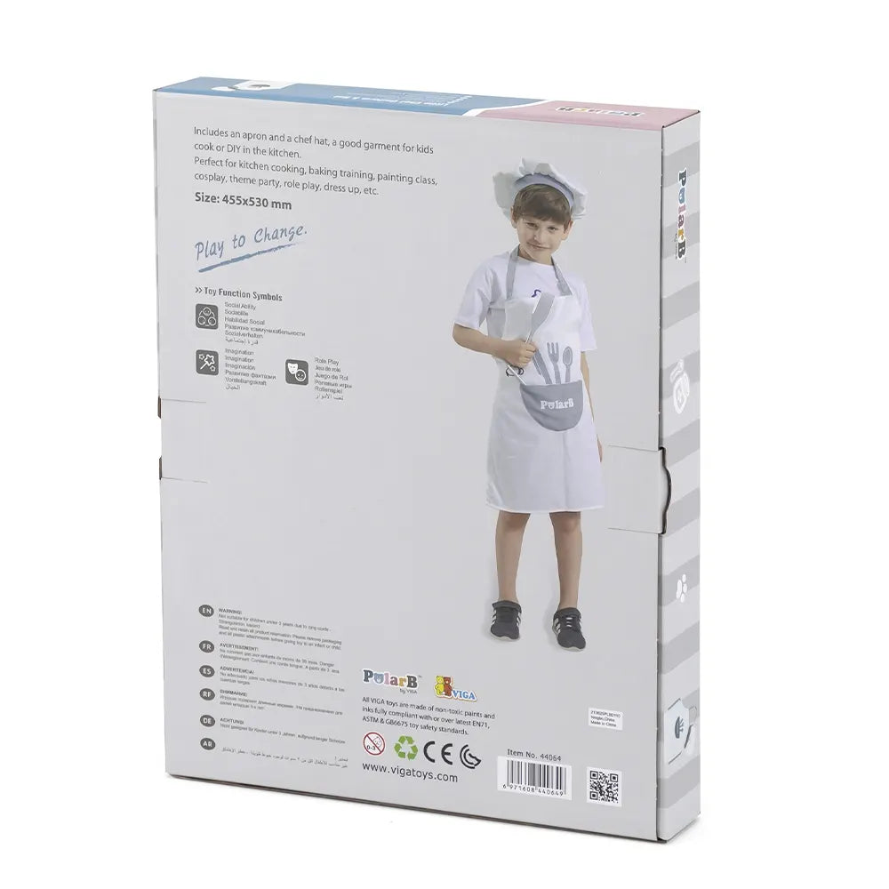 Viga Toys PolarB Petit Chef Uniforme & Chapeau Gris 3A+