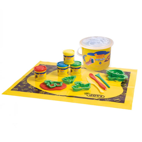 Jovi Seau Comprenant 4 Pots de 50 grs Pate a Modeler Douce + Accessoires a Modelage +  Tapis