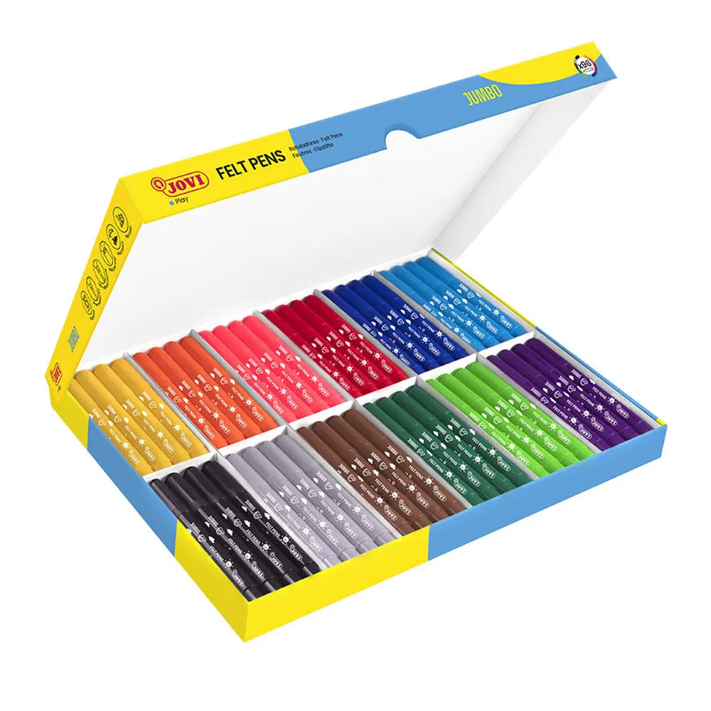 Jovi Boîte de 96 Feutres Lavables Maxi - Couleurs Assorties
