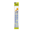 Pebeo Pochette 3 Pinceaux Manches Courts Assortis Polyamide Doré Plat N°4 / N°10 / N°18