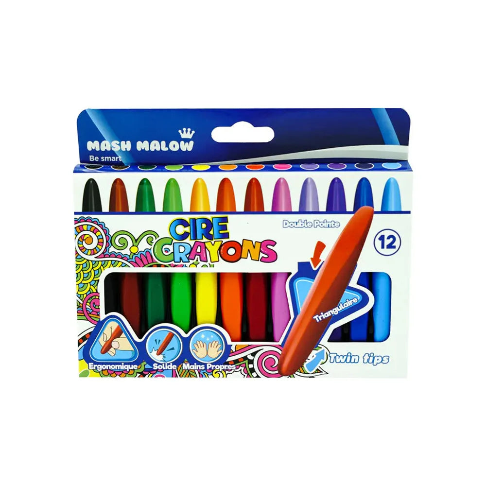 Mash Malow Boite de 12 Crayons De Cire Double Pointe 