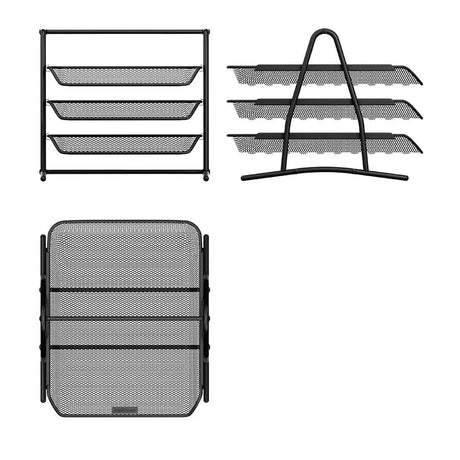 Erichkrause 3-Tier Metal Mail Basket - Black