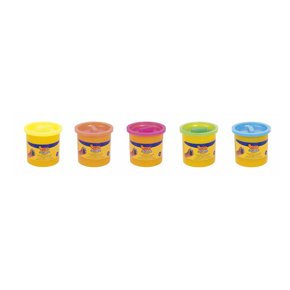Jovi Pack de 5 Pots de 110g - Pâte à Modeler Douce, Couleurs Fluo