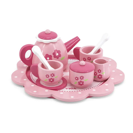 Viga Toys Service Pause Thé avec Plateau Rose 18M+