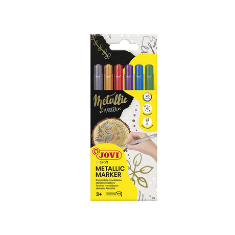 Jovi Boîte de 6 Feutres pour Tissus - Couleurs Métalliques