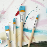 Pebeo Pochettes 4 Pinceaux Manches Longs Assortis Polyamide Dore Rond N°16 / N°20 Plat N°20 / N°24