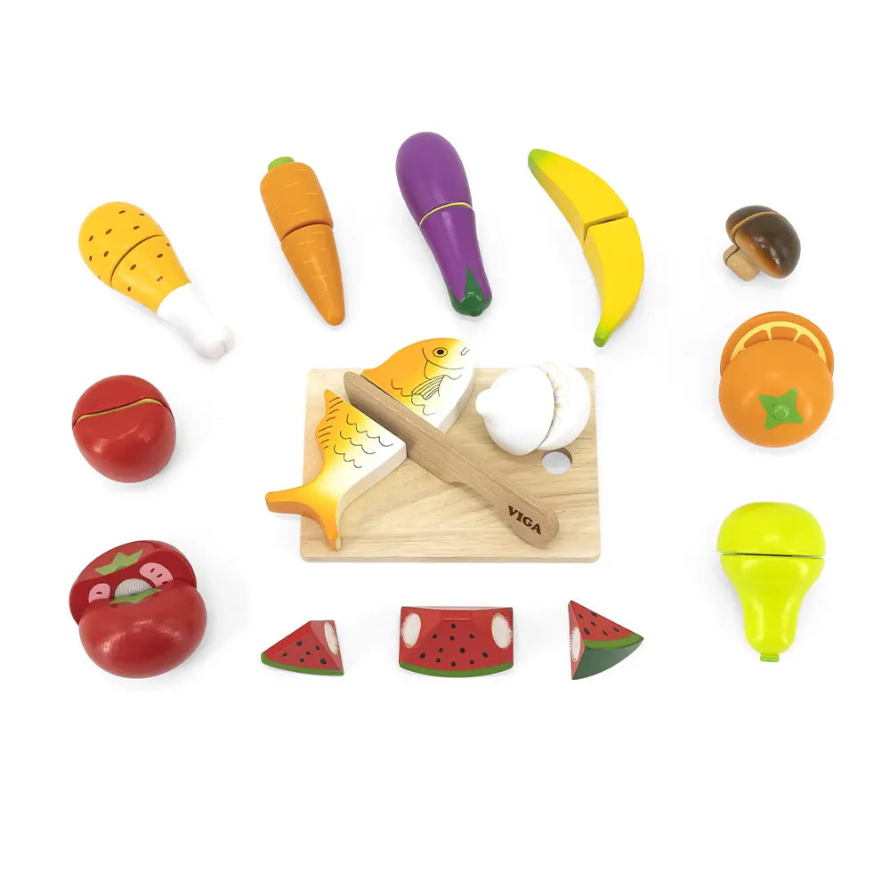 Viga Toys Ensemble de Coupe d'Aliments 18M+