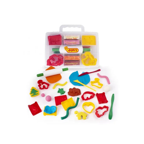 Jovi Malette de Modelage Transparente (8 Barres de 25g + 12 Empreintes-Pièces + 3 Outils de Modelage + 1 Rouleau)