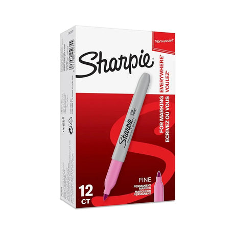 Sharpie Marqueur Permanent Pointe Fine 1 mm Boîte de 12 - Rose