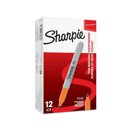 Sharpie Marqueur Permanent Pointe Fine 1 mm Boîte de 12 - Orange