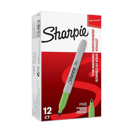 Sharpie Marqueur Permanent Pointe Fine 1 mm Boîte de 12 - Vert Citron