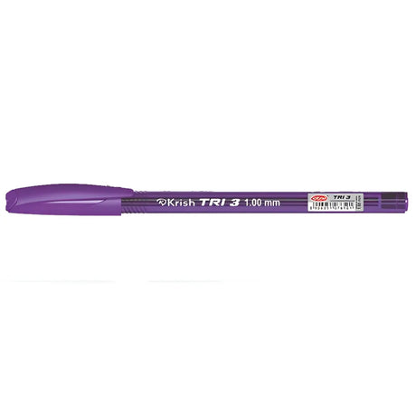 Krish Boîte de 50 Stylos à bille Tri-3, 1,00 mm - Mauve