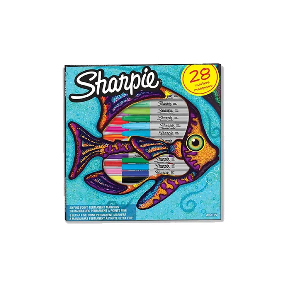 Sharpie Marqueur Permanent Fine Boîte Cadeau 28 Couleurs Motif Poisson