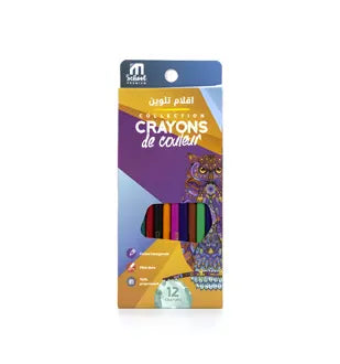 M.School Crayons de Couleur Premium 18 cm - Boîte de 12