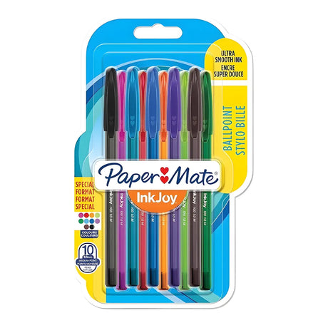 InkJoy Paper Mate Blister de 10 Stylos à Bille 100 - Assortiment de Couleurs