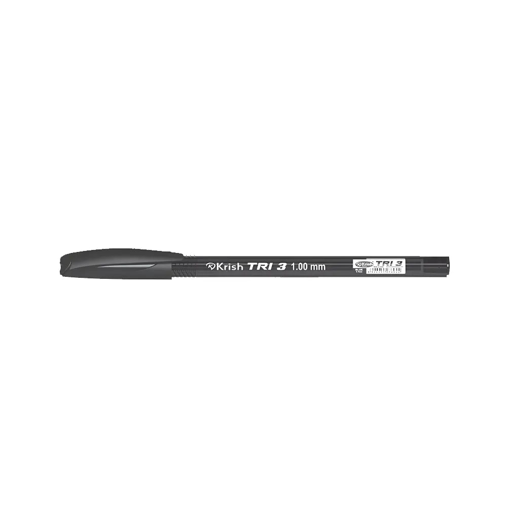 Krish Boîte de 50 Stylos à bille Tri-3, 1,00 mm - Noir