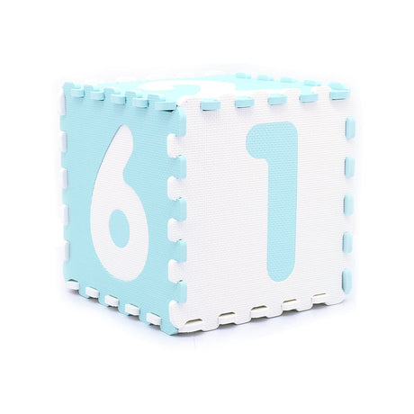 Sunta Tapis Puzzle Numéros 9 Pièces Souple Antibactérien - Bleu & Blanc