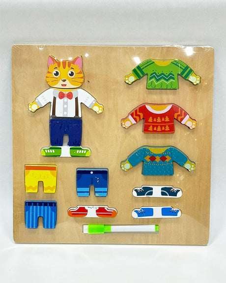 Puzzle En Bois Personnage Chat & Ardoise 3ans+