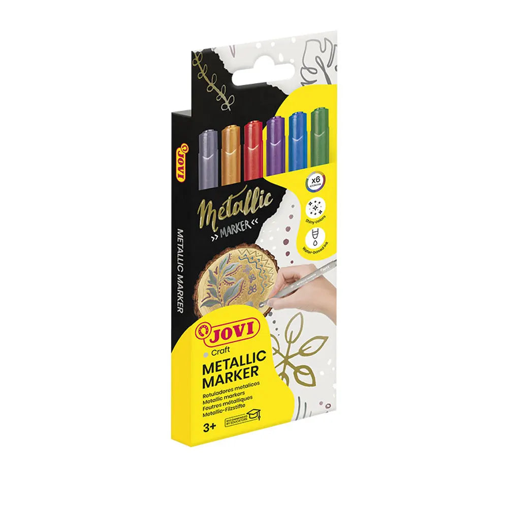 Jovi Boîte de 6 Feutres pour Tissus - Couleurs Métalliques
