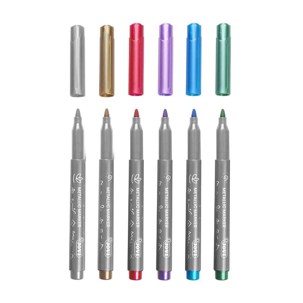 Jovi Boîte de 6 Feutres pour Tissus - Couleurs Métalliques