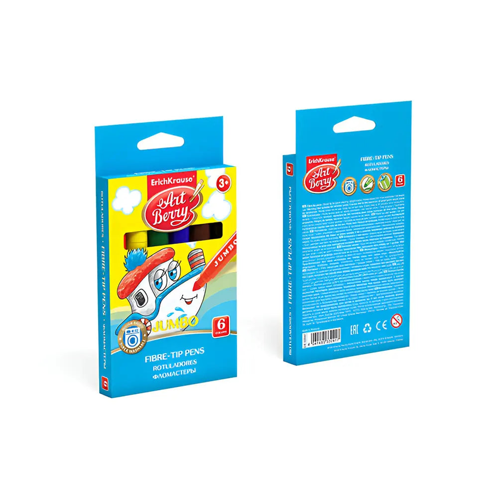 Erichkrause Boîte de 6 Feutres Lavable Fibre TIP Jumbo