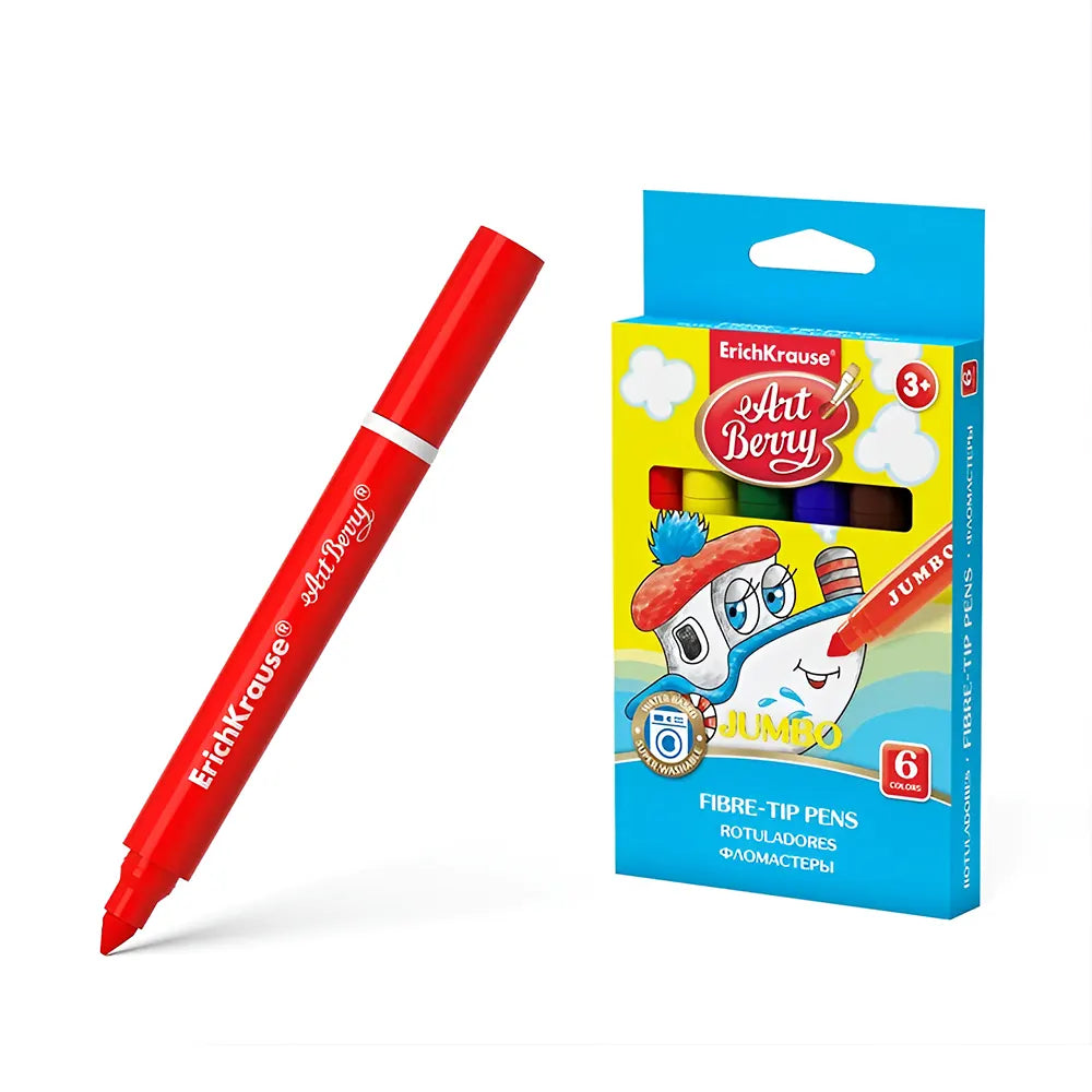 Erichkrause Boîte de 6 Feutres Lavable Fibre TIP Jumbo