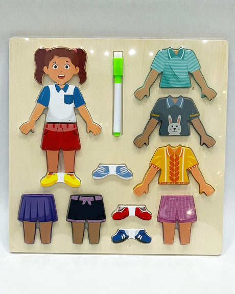 Puzzle En Bois Personnage Fille & Ardoise 3ans+