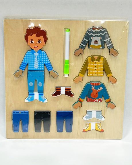 Puzzle En Bois Personnage Garçon & Ardoise 3ans+