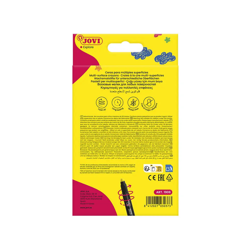 Jovi Boîte de 6 Crayons de Cire Multi-Surfaces 