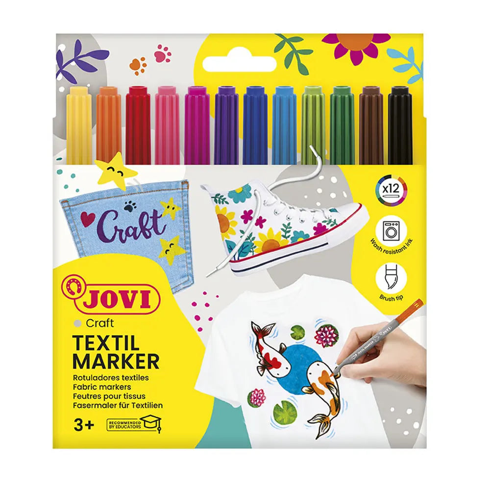 Jovi Boîte de 12 Feutres pour Tissus