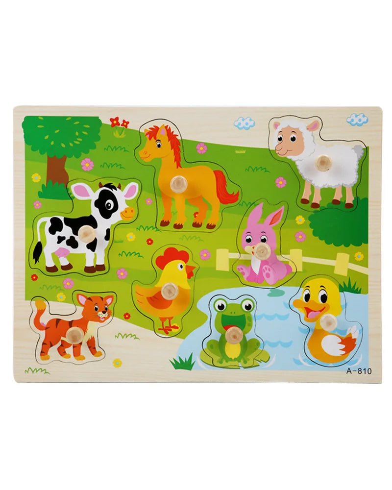 Puzzle Encastrable En Bois Animaux de la Ferme 18M+