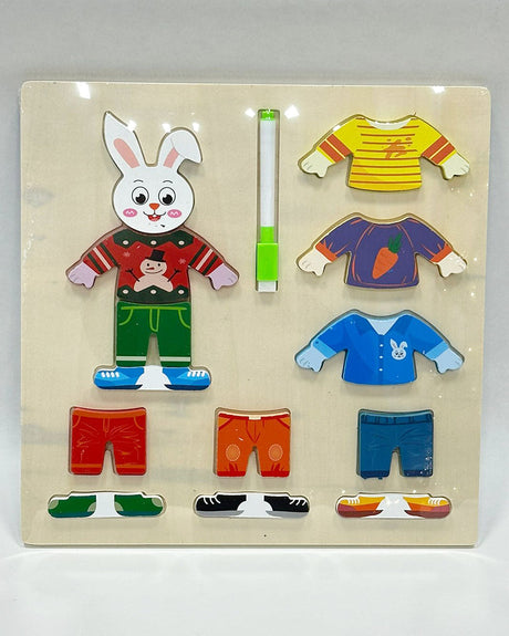 Puzzle En Bois Personnage Lapin & Ardoise 3ans+