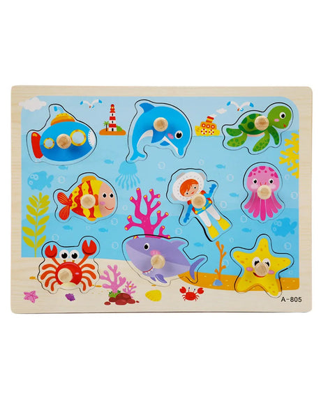 Puzzle Encastrable En Bois au Fond Marin 18M+