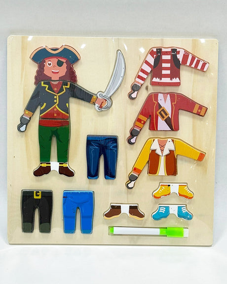 Puzzle En Bois Personnage Pirate & Ardoise 3ans+