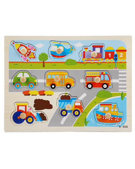 Puzzle Encastrable En Bois Véhicules 3ans+
