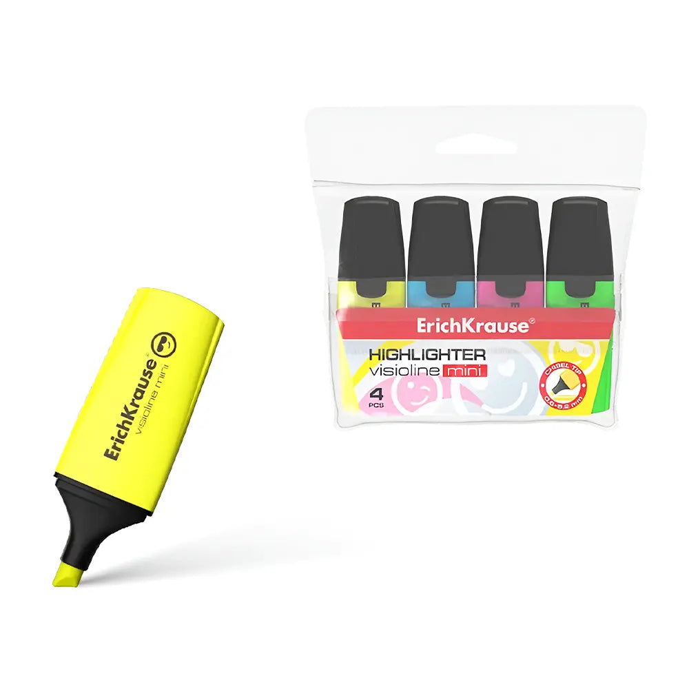 Erichkrause Boîte de 4 Mini Marqueurs Fluo Visioline 